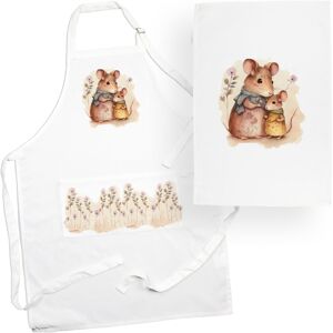 Purely Home Mouse Family Tea Towel & Apron Set - Cute Animals Kitchen Linens Gifts Purely Home Mouse Family Tea Towel & Apron Set - Cute Animals Kitchen Linens Gifts