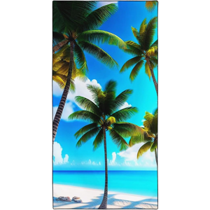 Does Not Apply Blue Sea Coconut Tree Beach Towels For Adults Extra Large 180x90cm, Microfibre Q Does Not Apply Blue Sea Coconut Tree Beach Towels For Adults Extra Large 180x90cm, Microfibre Q