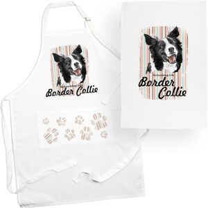 Purely Home Border Collie Tea Towel & Apron Set - Dogs & Paw Prints Kitchen Linens Gifts Purely Home Border Collie Tea Towel & Apron Set - Dogs & Paw Prints Kitchen Linens Gifts
