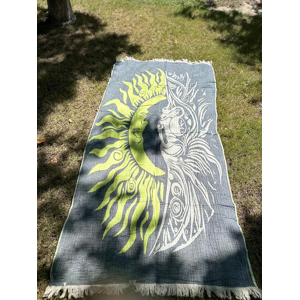 Does Not Apply Turkish Muslin Peshtemal Double-Sided Cotton Hammam Towel, Coral With Sun And Mo Does Not Apply Turkish Muslin Peshtemal Double-Sided Cotton Hammam Towel, Coral With Sun And Mo