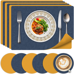 Bleswin Placemats Set Of 6 With Coasters - Heat-Resistant Table Mats For Daily U Bleswin Placemats Set Of 6 With Coasters - Heat-Resistant Table Mats For Daily U