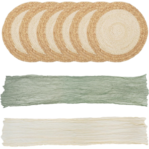 Does Not Apply Woven Round Placemats Set Of 6, Cheesecloth Table Runner 2 Pcs, Handmade Boho Na Does Not Apply Woven Round Placemats Set Of 6, Cheesecloth Table Runner 2 Pcs, Handmade Boho Na