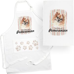 Purely Home Pomeranian Tea Towel & Apron Set - Dogs & Paw Prints Kitchen Linens Gifts Purely Home Pomeranian Tea Towel & Apron Set - Dogs & Paw Prints Kitchen Linens Gifts