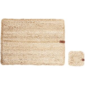 Beliani 12 Piece Placemats And Coasters Set Quandong Natural Jute Beliani 12 Piece Placemats And Coasters Set Quandong Natural Jute