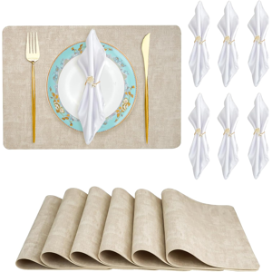 Does Not Apply Placemats Set Of 6, Heat Resistant Faux Leather Table Mats, Washable Non-Slip Ea Does Not Apply Placemats Set Of 6, Heat Resistant Faux Leather Table Mats, Washable Non-Slip Ea