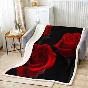 Loussiesd Red Roses Fleece Throw Blanket Rose Floral Sherpa Blanket For Girls W Loussiesd Red Roses Fleece Throw Blanket Rose Floral Sherpa Blanket For Girls W