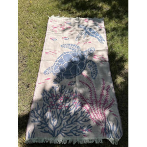Does Not Apply Turkish Muslin Peshtemal Beach Towel, 3-Layer Jacquard Cotton, Sea Turtle Patter Does Not Apply Turkish Muslin Peshtemal Beach Towel, 3-Layer Jacquard Cotton, Sea Turtle Patter
