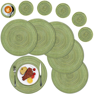Does Not Apply Round Placemats And Coasters Set Of 6, Round Braided Woven Place Mats Washable G Does Not Apply Round Placemats And Coasters Set Of 6, Round Braided Woven Place Mats Washable G