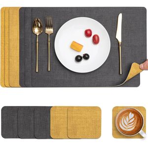 Myir Jun Placemats And Coasters Set Of 6, Place Mats Dual Sided Faux Leather Ta Myir Jun Placemats And Coasters Set Of 6, Place Mats Dual Sided Faux Leather Ta