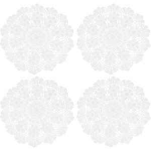 Does Not Apply 4pcs Handmade Crochet Placemats, 16inch Round Retro Table Mat Doilies Vase Mat C Does Not Apply 4pcs Handmade Crochet Placemats, 16inch Round Retro Table Mat Doilies Vase Mat C
