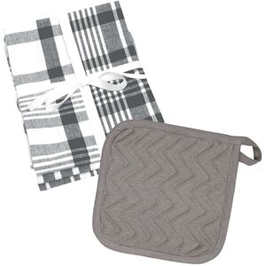 Dexam Love Colour Pot Grab & 3 X Xl Tea Towels Set - Slate Grey Dexam Love Colour Pot Grab & 3 X Xl Tea Towels Set - Slate Grey