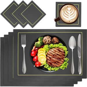 Does Not Apply Placemats And Coasters Sets Of 4, Pu Leather Table Mats Heat Resistant Washable Does Not Apply Placemats And Coasters Sets Of 4, Pu Leather Table Mats Heat Resistant Washable