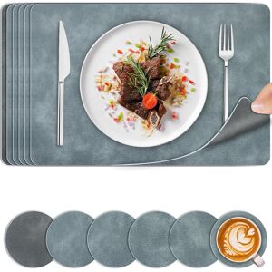 Beijie Placemats And Coaster Sets 6, Dual Sided Leather Place Mats 44.5 X30 Cm, Heat R Beijie Placemats And Coaster Sets 6, Dual Sided Leather Place Mats 44.5 X30 Cm, Heat R