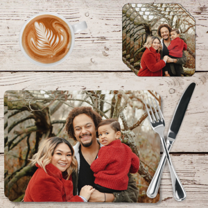 Thedogtagco Custom Personalised Placemats & Coasters Bundle - 4 Coasters, 2 Place-Mats Thedogtagco Custom Personalised Placemats & Coasters Bundle - 4 Coasters, 2 Place-Mats
