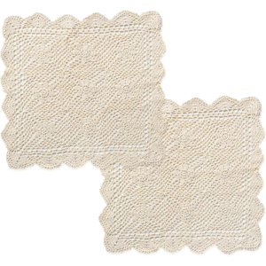 Does Not Apply Handmade Crochet Cotton Lace Table Placemats Sofa Doilies, 2pc, Square, Beige,19 Does Not Apply Handmade Crochet Cotton Lace Table Placemats Sofa Doilies, 2pc, Square, Beige,19