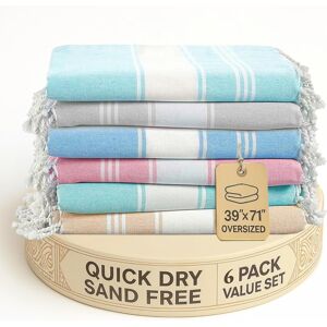 Lane Linen Oversized Turkish Beach Towels For Women – Set Of 6, 39\"X71\" Pre-W Lane Linen Oversized Turkish Beach Towels For Women – Set Of 6, 39\"X71\" Pre-W
