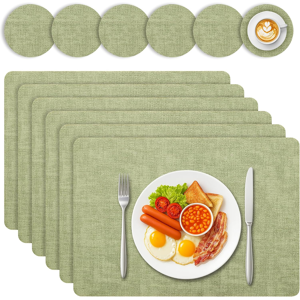 Does Not Apply Placemats And Coasters Set Of 6 - Christmas Table Mats Pu Leather Heat-Resistant Does Not Apply Placemats And Coasters Set Of 6 - Christmas Table Mats Pu Leather Heat-Resistant