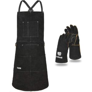 Leaseek Leather Welding Apron,Heat & Flame-Resistant Heavy Duty Work Apron With Leaseek Leather Welding Apron,Heat & Flame-Resistant Heavy Duty Work Apron With