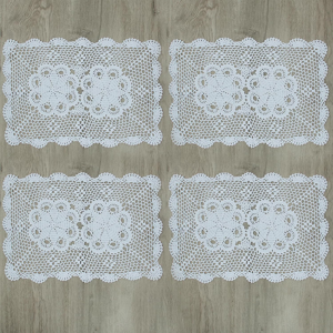 Does Not Apply Crochet Cotton Lace Table Placemats Doilies Set, 4pc, Oblong, White, 15 X 23 Inc Does Not Apply Crochet Cotton Lace Table Placemats Doilies Set, 4pc, Oblong, White, 15 X 23 Inc