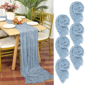 Does Not Apply 6 Packs Cheesecloth Table Runner Dusty Blue, 55x300cm Rustic Gauze Fabric Boho T Does Not Apply 6 Packs Cheesecloth Table Runner Dusty Blue, 55x300cm Rustic Gauze Fabric Boho T
