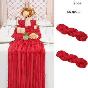 2pcs Big Red Cheesecloth Table Runner 90cmx300cm Wedding Party Event Decorations 2pcs Big Red Cheesecloth Table Runner 90cmx300cm Wedding Party Event Decorations