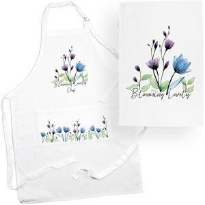 Purely Home Blooming Lovely Floral Apron & Tea Towel Gift Set - Pretty Gifts For Her Purely Home Blooming Lovely Floral Apron & Tea Towel Gift Set - Pretty Gifts For Her