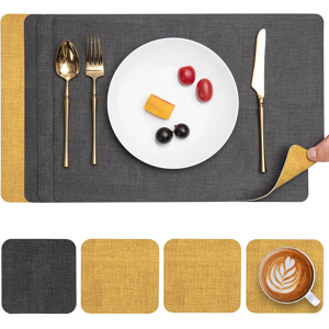Does Not Apply Placemats And Coasters Set Of 4, Place Mats Dual Sided Faux Leather Table Mats P Does Not Apply Placemats And Coasters Set Of 4, Place Mats Dual Sided Faux Leather Table Mats P