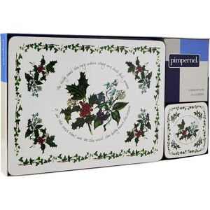 Portmeirion Home & Gifts Pimpernel The Holly And The Ivy Set Of 6 Placemats And Set Of 6 Coasters, Wood Portmeirion Home & Gifts Pimpernel The Holly And The Ivy Set Of 6 Placemats And Set Of 6 Coasters, Wood