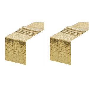 2x(2 Pack Gold Sequin Table Runner 12x108 Inches For Party And Wedding6037 2x(2 Pack Gold Sequin Table Runner 12x108 Inches For Party And Wedding6037
