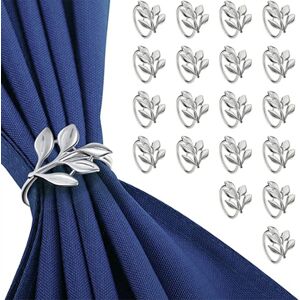 Sodial 3x(20pcs Silver Leaf Napkin Rings - Silver Napkin For Table Napkins -1836 Sodial 3x(20pcs Silver Leaf Napkin Rings - Silver Napkin For Table Napkins -1836