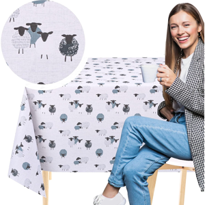 Does Not Apply Grey Pvc Table Cloth Wipe Clean Tablecloth In Playful Sheep Print - Rectangular Does Not Apply Grey Pvc Table Cloth Wipe Clean Tablecloth In Playful Sheep Print - Rectangular