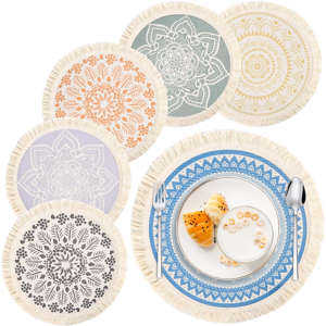 Does Not Apply Boho Place Mats, Set Of 6, Placemats, Round Woven Placemats, Cotton Placemats, Does Not Apply Boho Place Mats, Set Of 6, Placemats, Round Woven Placemats, Cotton Placemats,