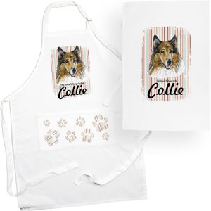 Purely Home Rough Collie Tea Towel & Apron Set - Dogs & Paw Prints Kitchen Linens Gifts Purely Home Rough Collie Tea Towel & Apron Set - Dogs & Paw Prints Kitchen Linens Gifts