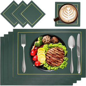 Does Not Apply Placemats And Coasters Sets Of 4, Pu Leather Table Mats Heat Resistant Washable Does Not Apply Placemats And Coasters Sets Of 4, Pu Leather Table Mats Heat Resistant Washable