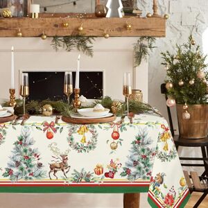 Yighty Rectangle Christmas Tablecloth 60 X 84in, Elk Holiday Decoration Table Cloth, P Yighty Rectangle Christmas Tablecloth 60 X 84in, Elk Holiday Decoration Table Cloth, P
