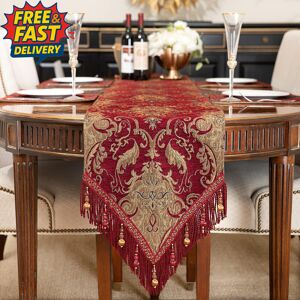 Table Runner With Handmade Tassels, Damask Table Runner For Dining Room/restaura Table Runner With Handmade Tassels, Damask Table Runner For Dining Room/restaura