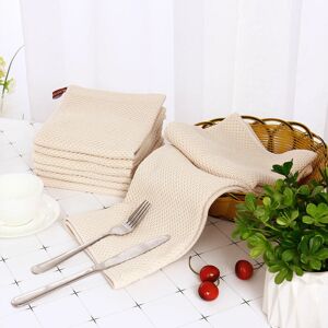Piccocasa 8pcs 100% Cotton Waffle Dish Cloth Kitchen Tea Towel Set For Home Beige Piccocasa 8pcs 100% Cotton Waffle Dish Cloth Kitchen Tea Towel Set For Home Beige