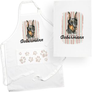 Purely Home Dobermann Tea Towel & Apron Set - Dogs & Paw Prints Kitchen Linens Gifts Purely Home Dobermann Tea Towel & Apron Set - Dogs & Paw Prints Kitchen Linens Gifts