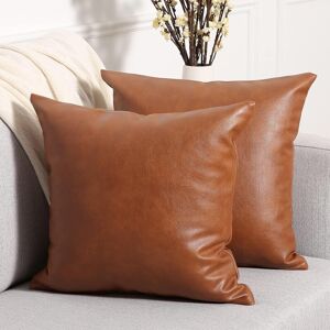 Yaertun Set Of 2 Faux Leather Decorative Throw Pillow Covers Modern Solid Outdo Yaertun Set Of 2 Faux Leather Decorative Throw Pillow Covers Modern Solid Outdo