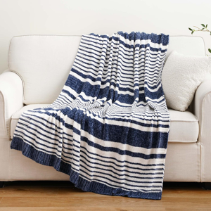 Branded Navy And White Throw Blanket For Couch, Navy Blue Blanket, Super Soft Cozy Cheni Branded Navy And White Throw Blanket For Couch, Navy Blue Blanket, Super Soft Cozy Cheni