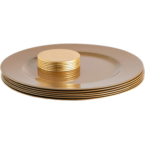 Argon Tableware Metallic Charger Plates & Coasters Set - Gold - 12pc - 33cm - Metallic Finish Re Argon Tableware Metallic Charger Plates & Coasters Set - Gold - 12pc - 33cm - Metallic Finish Re