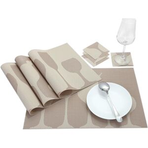 Pvc Placemats Set Of 4 & Coasters Set Of 4, Heat Resistant Table Mats Non-Slip W Pvc Placemats Set Of 4 & Coasters Set Of 4, Heat Resistant Table Mats Non-Slip W