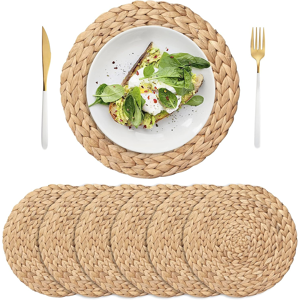 Does Not Apply Round Braided Placemats Set For Dining Table, Water Hyacinth Large Handmade Wove Does Not Apply Round Braided Placemats Set For Dining Table, Water Hyacinth Large Handmade Wove