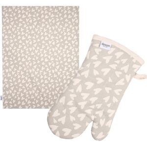 Dexam Organic Cotton Tea Towel & Oven Gauntlet Set - Grey Heart Dexam Organic Cotton Tea Towel & Oven Gauntlet Set - Grey Heart