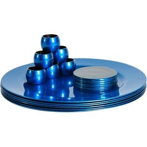 Argon Tableware Metallic Charger Plates, Coasters & Napkin Rings Set - Blue - 18pc - 33cm - Reus Argon Tableware Metallic Charger Plates, Coasters & Napkin Rings Set - Blue - 18pc - 33cm - Reus