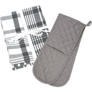 Dexam Love Colour 3 X Xl Tea Towels & Double Oven Glove Set - Slate Grey Dexam Love Colour 3 X Xl Tea Towels & Double Oven Glove Set - Slate Grey