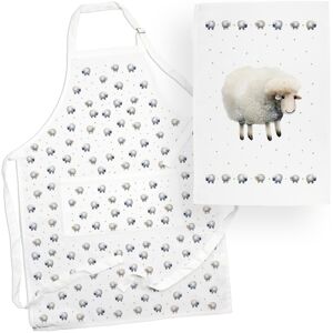 Purely Home Spring Sheep Apron & Tea Towel Gift Set - Cute Novelty Kitchen Gifts Purely Home Spring Sheep Apron & Tea Towel Gift Set - Cute Novelty Kitchen Gifts