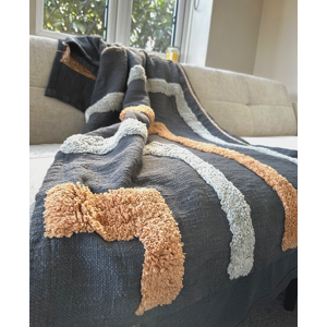 Luxury Cotton Scandinavian Throw Blanket 165x140cm Grey Orange Geometric Sofa Luxury Cotton Scandinavian Throw Blanket 165x140cm Grey Orange Geometric Sofa