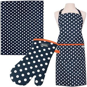 Dexam Polka Indigo Apron, Tea Towel & Single Oven Glove Set Dexam Polka Indigo Apron, Tea Towel & Single Oven Glove Set