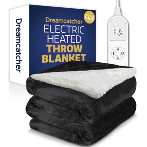 Dreamcatcher Black Electric Throw Heated Sherpa Fleece Soft Warm Comfort Blanket Dreamcatcher Black Electric Throw Heated Sherpa Fleece Soft Warm Comfort Blanket